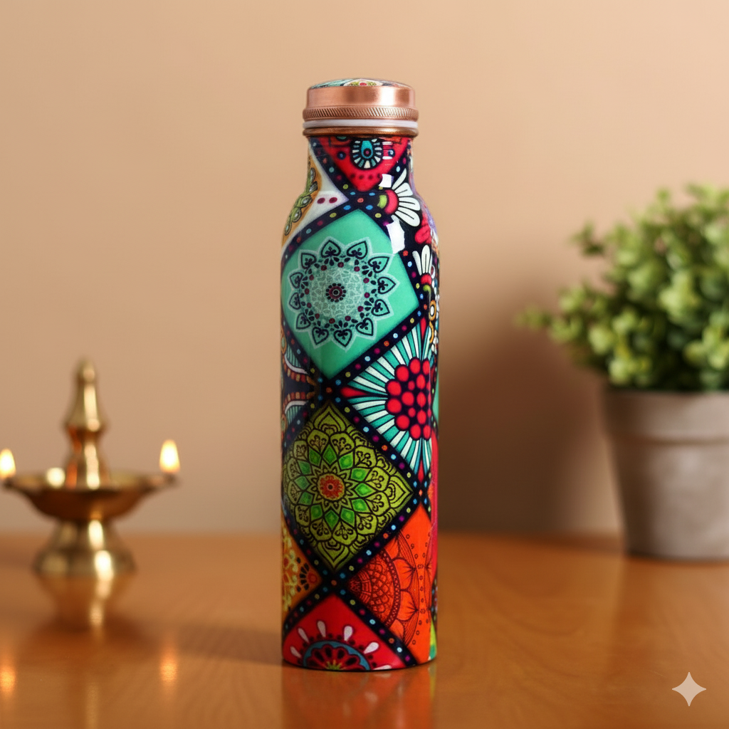 Copper Rangoli bottle