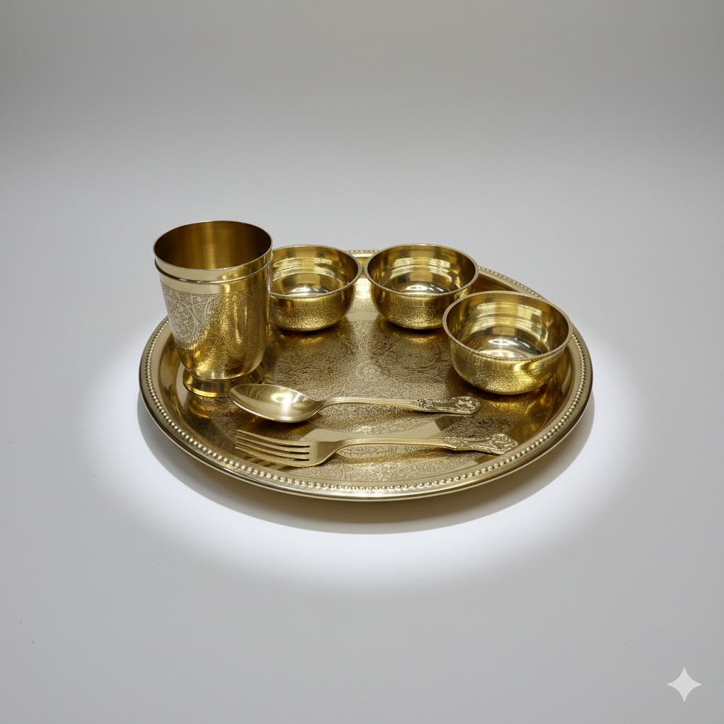 Handcrafted Brass Thali Set