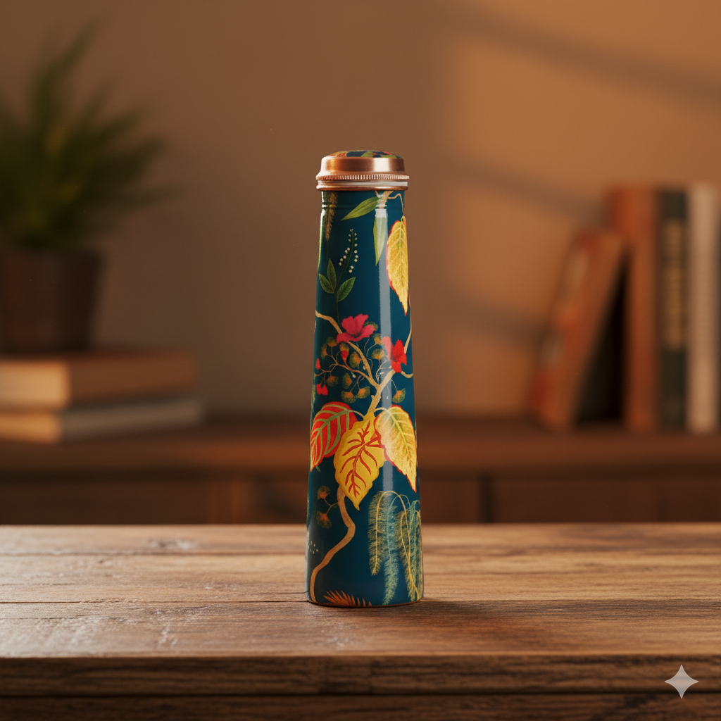 Copper Leaf print bottle