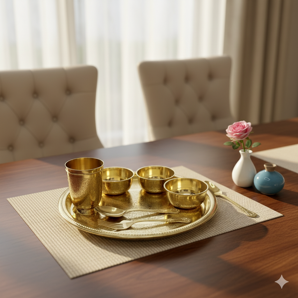 Handcrafted Brass Thali Set